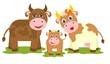 Cow, bull and small calf