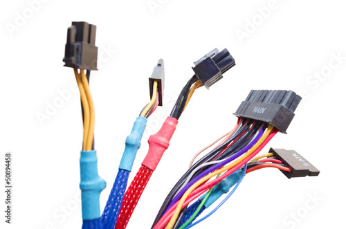 Photo: Power cables isolated on white Power cables isolated on white
