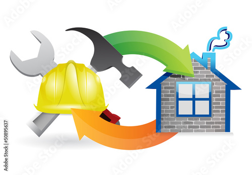 Illustration: construction process under construction sign construction process under construction sign