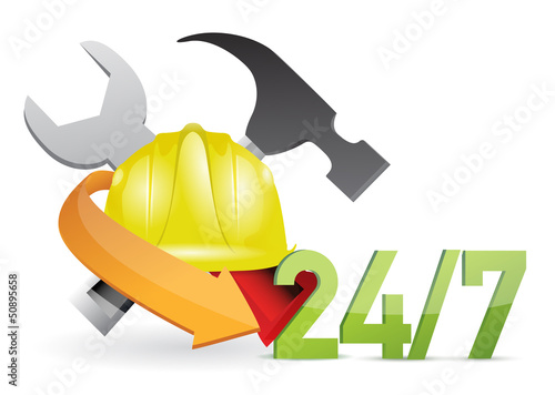 Illustration: costumer service under construction sign costumer service under construction sign