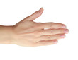 Empty open woman hand isolated on white background