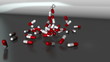 Slow Motion Drug pills spilling out on a table with alpha