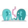 Cute couple of elephants in love