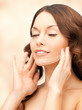 face and hands of beautiful woman