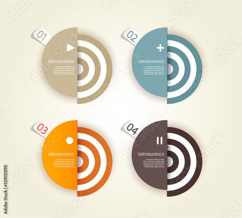Vector: Four colored paper circles with place for your own text. Four colored paper circles with place for your own text.
