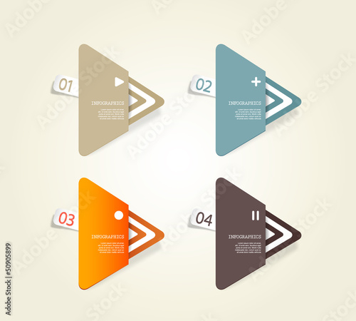 Vector: Four colored paper triangles with place for your own text. Four colored paper triangles with place for your own text.