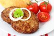 Beefsteak with bread - Frikadelle mit Brötchen