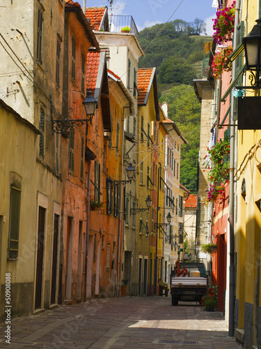 Photo: Colourful alley in Campo Liguro, Italy Colourful alley in Campo Liguro, Italy
