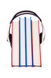Concept of audio books with earphones on white