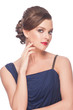 Woman with hairstyle and makeup