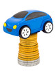 Photo: Toy car and stack of coins Toy car and stack of coins