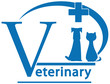 sign with pet - dog, cat on veterinary medicine symbol