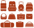 Vector: set many red isolated bag for man or woman set many red isolated bag for man or woman