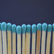 blue matches in a line