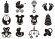 Baby boy and girl icons