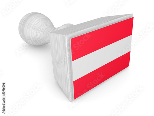 Illustration: Wooden stamp with austrian flag. Wooden stamp with austrian flag.