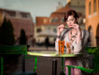 Photo: attractive young woman with colorful beverage attractive young woman with colorful beverage