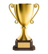 Golden cup on white backound