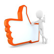 Illustration: 3d man businessman and like symbol on white background 3d man businessman and like symbol on white background