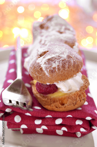 Photo: Choux pastry cream eclair slice Choux pastry cream eclair slice