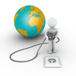 Person is about to plug in the globe