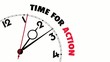 Video: White clock with words Time for Action on its face White clock with words Time for Action on its face