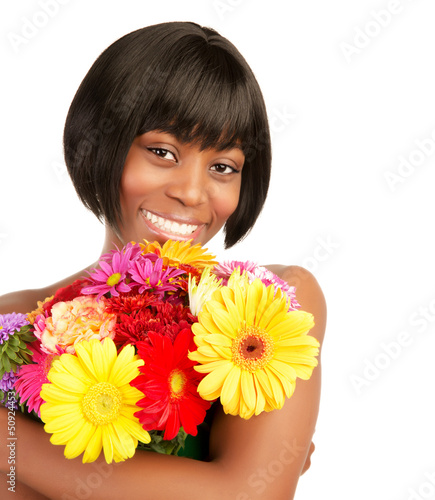 Photo: Black woman with bouquet Black woman with bouquet