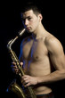 Handsome men with saxophone