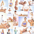 A collage of images about healthy life and young women