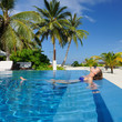 Woman at poolside