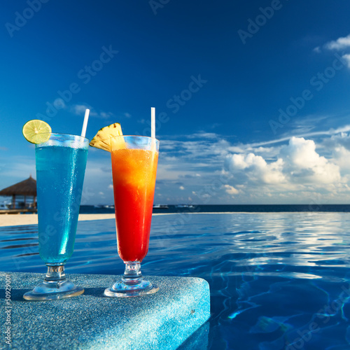 Photo: Cocktails near swimming pool Cocktails near swimming pool