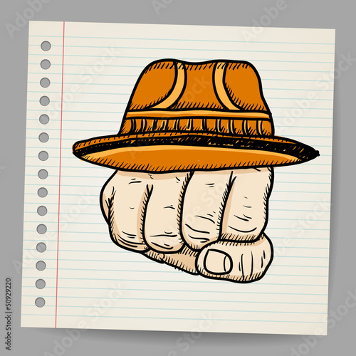 Vector: Doodle fist with hat Doodle fist with hat