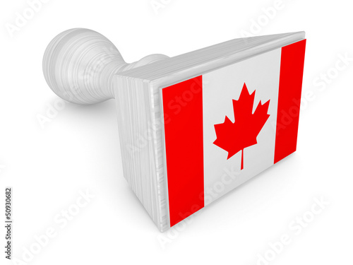 Illustration: Wooden stamp with canadian flag. Wooden stamp with canadian flag.