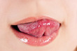 tongue the beautiful girl close up