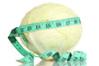 cabbage with measuring tape isolated on white
