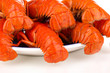 tasty crayfishes on plate isolated on white