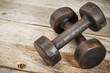 vintage iron dumbbells