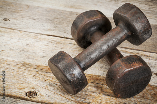 Photo: vintage iron dumbbells vintage iron dumbbells