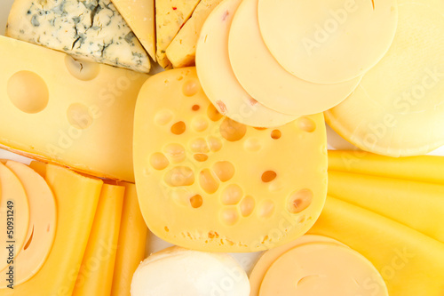Photo: Various types of cheese close up Various types of cheese close up