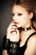 beautiful sexy girl in leather handcuffs