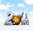 Illustration: happy new year 2014 snow-covered inscription against happy new year 2014 snow-covered inscription against