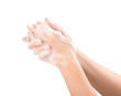 Woman hands in soapsuds