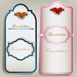 Card notes with ribbons. Vintage invitations