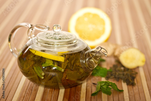 Photo: green tea with mint and lemon green tea with mint and lemon