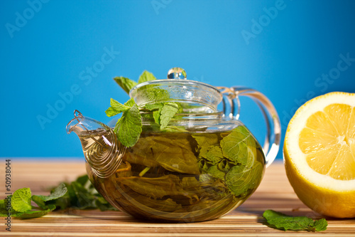 Photo: green tea with mint and ginger green tea with mint and ginger