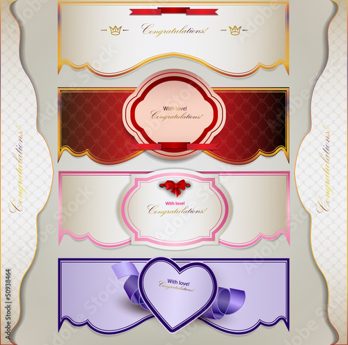 Vector: Set of holiday banners and labels with ribbons. Vector backgrou Set of holiday banners and labels with ribbons. Vector backgrou