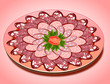 set of sausage slices on a plate