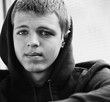 Black and white portrait of a teen closeup