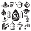 monochrome set of different symbols of water
