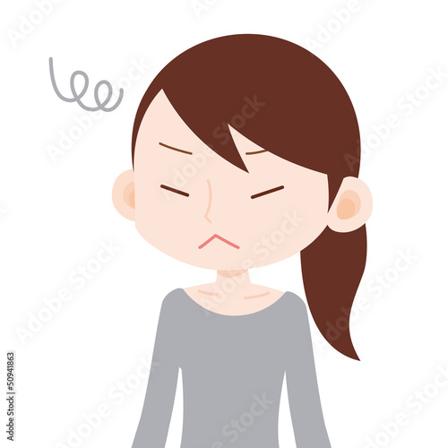 Illustration: 女性 上半身 すねる 女性 上半身 すねる